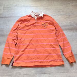 Vineyard Vines Button Up Collared Shirt Mens Orange Pink Striped M Long Sleeve